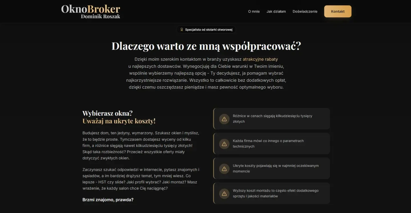 OknoBroker - sekcja o ukrytych kosztach zakupu okien