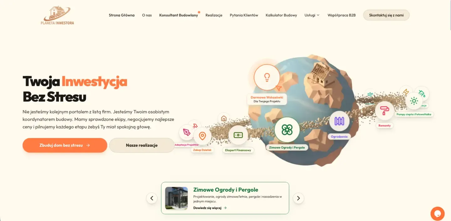 Platforma Planeta Inwestora - portal inwestycyjny (widok desktop)