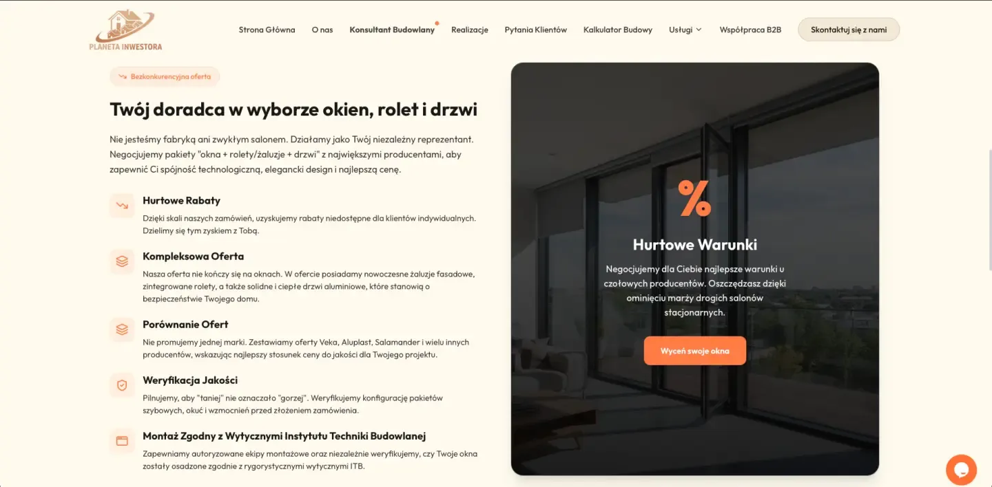 Planeta Inwestora - doradztwo przy wyborze okien, drzwi i rolet
