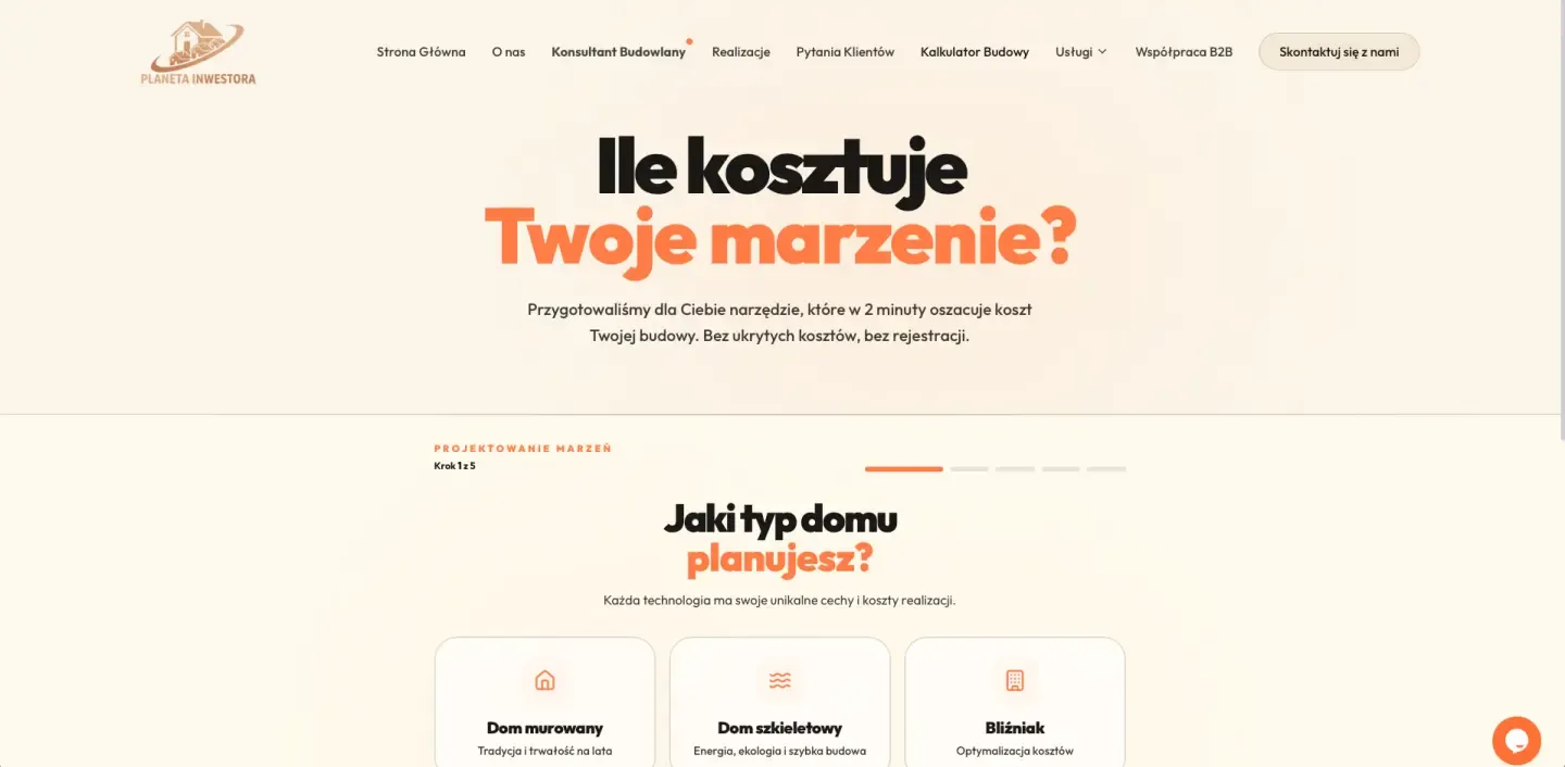 Planeta Inwestora - kalkulator kosztów budowy domu