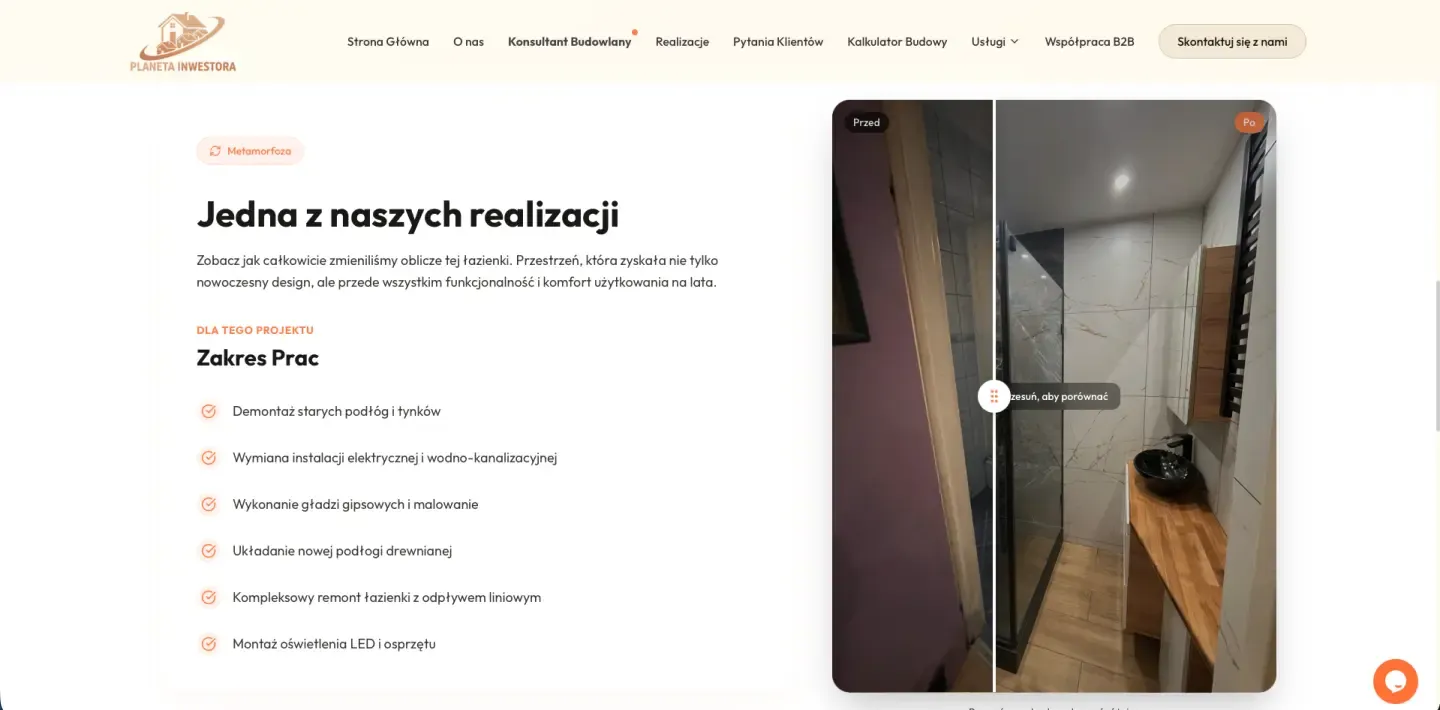 Planeta Inwestora - remont łazienki, porównanie przed i po